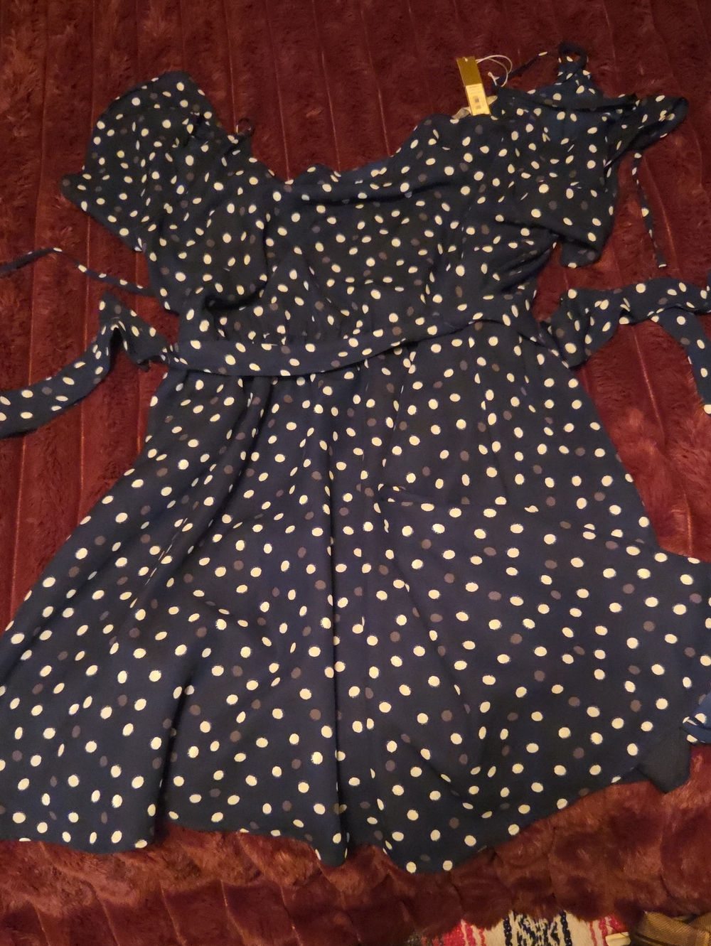 LC Lauren Conrad Navy Blue Polka Dot Short Dress